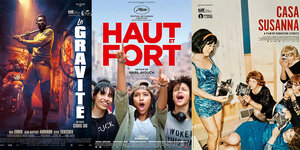 three french film posters - Gravité, Haut et Fort, and Casa Susanna