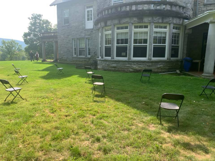 Image of chairs on Jennings lawn