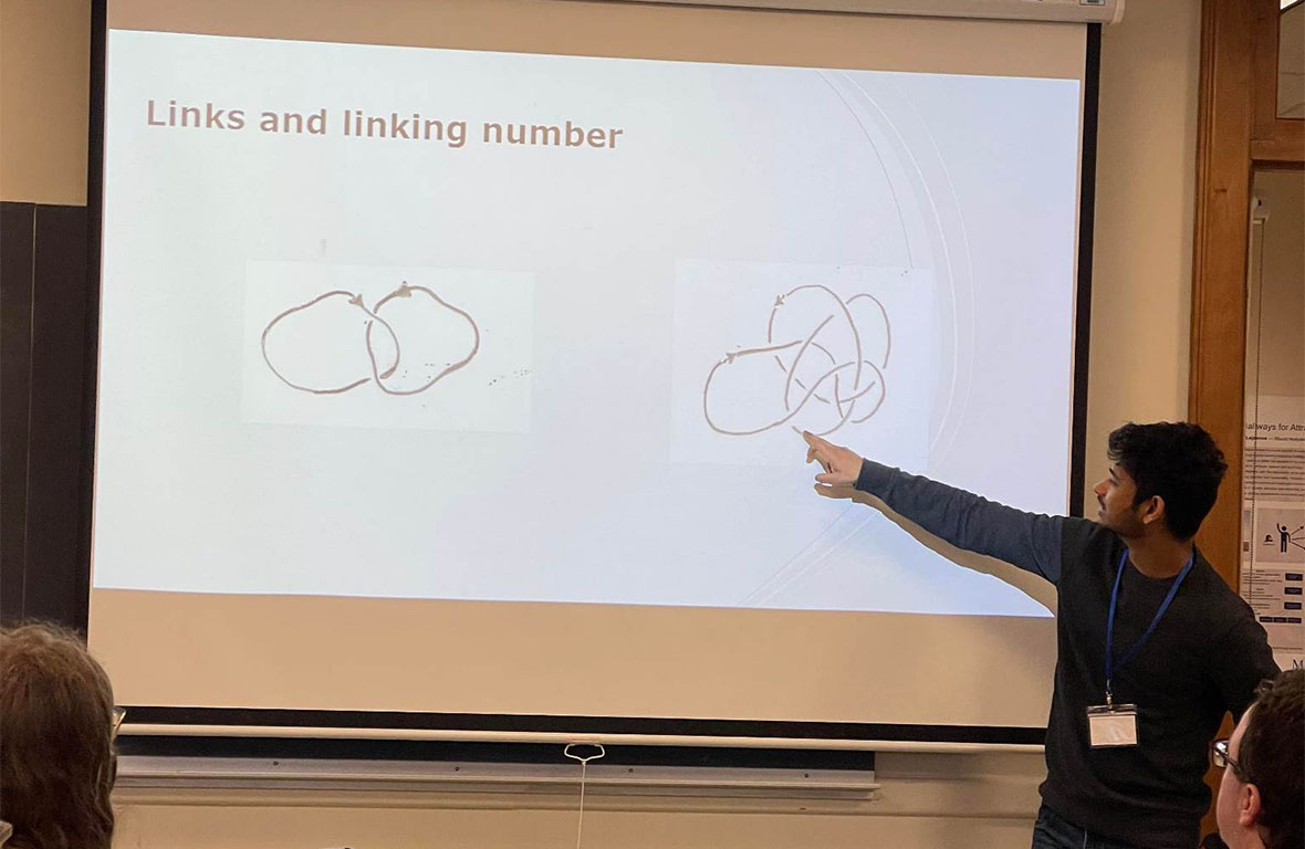 Datta presented on Knot Theory at the Hudson River Undergraduate Mathematics Conference at Mount Holyoke University in April 2023. 