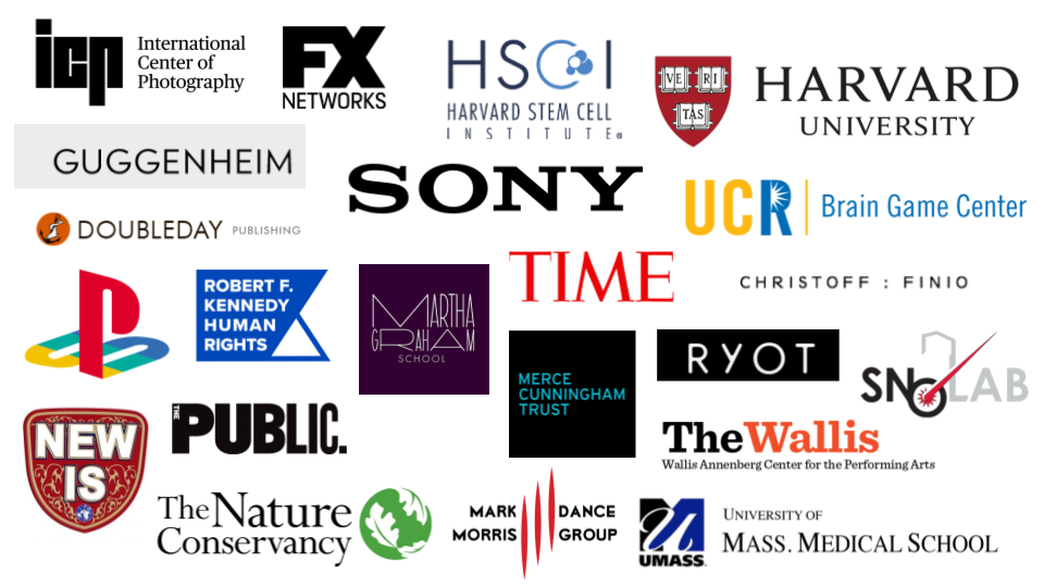 Time, New IS, university of mass. medical school, mark morris dance group, sony, fx networks, and the nature conservancy among many others