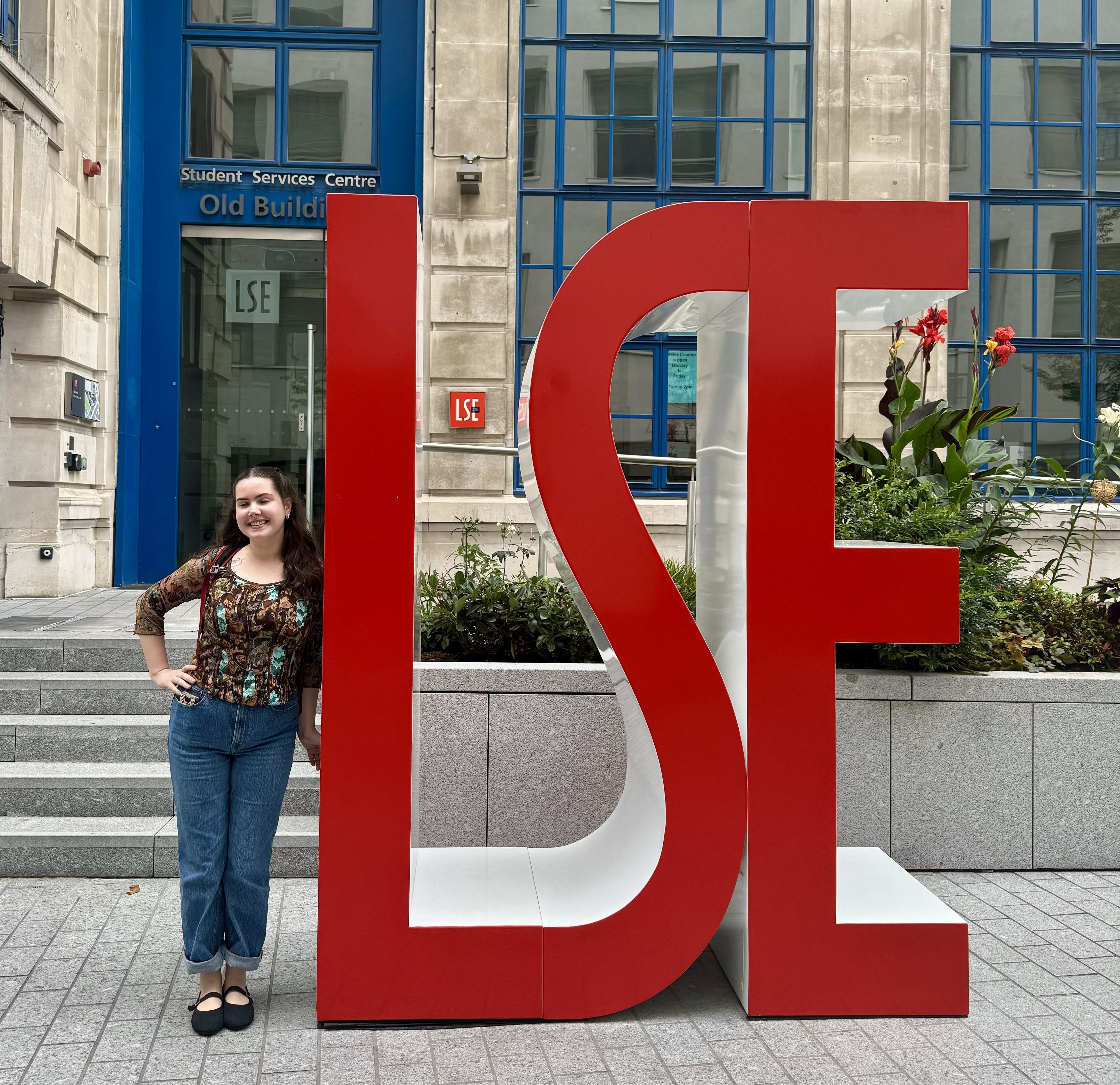 Student at London School of Economics sign