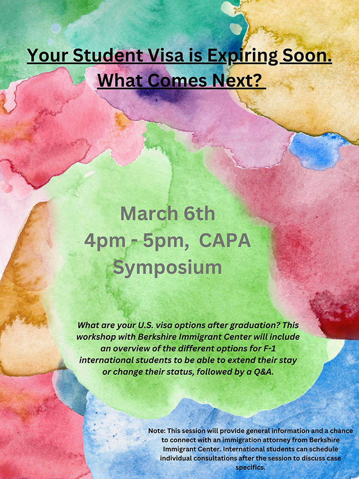 poster for session on student visas