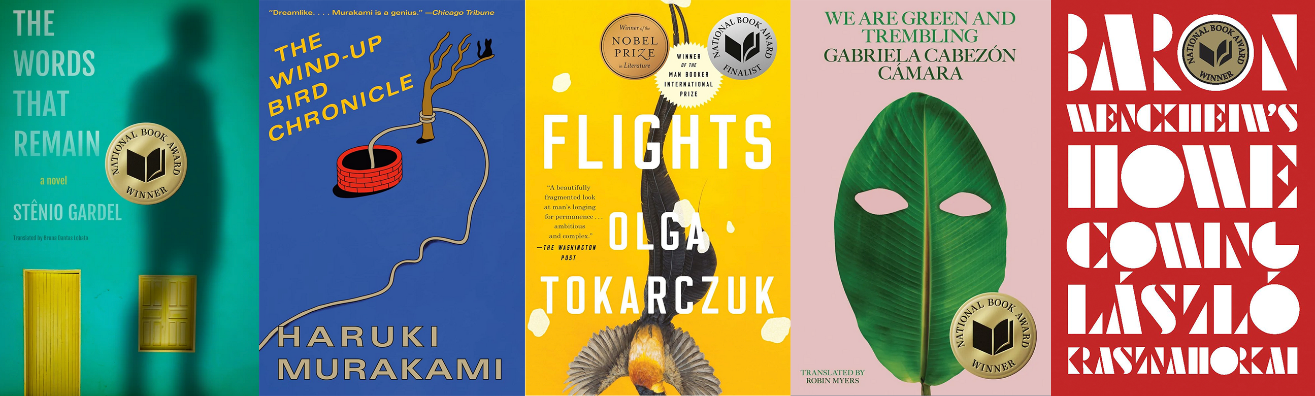 covers of translated works by Bennington College-related authors