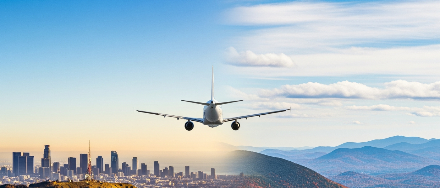 Plane flying between CA and VT