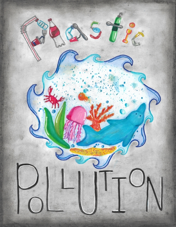 Poster of sea with text Plastic Pollution