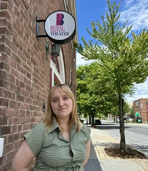 Lauren Hunter-Venables in front of Bennington Theater