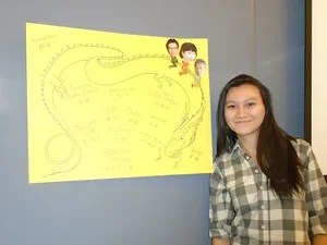 Student presenting literary criticism on The Joy Luck Club