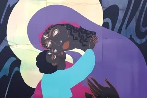 Image of woman holding child