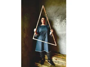 Teresa Booth Brown '85 through a triangle window