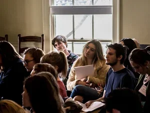 group of students at a literature reading 
