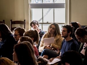 group of students at a literature reading 