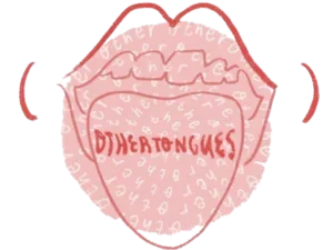 a drawing of an open mouth with the word Mothertongue written on the tongue 