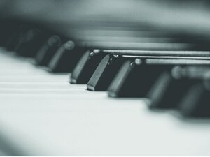 blurred piano keys