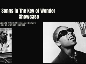 two black and white photos of stevie wonder performing 