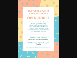 Cultural Studies and Languages Open House flyer