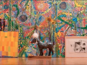 colourful art with a horse sculpture