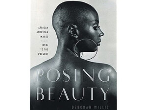 the book cover for Posing Beauty, which shows a Black woman with a shaved head in profile