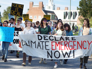 Bennington students participating in a climate strike march