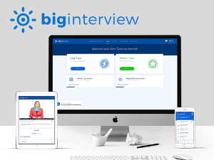 big interview system on ipad, cellphone, and computer screens