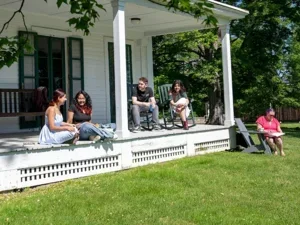 Cricket Hill Porch with students