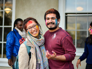 two international students smiling