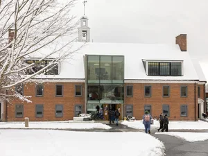 Image of snowy commons building
