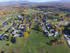 Photo of aerial view of Bennington College's campus