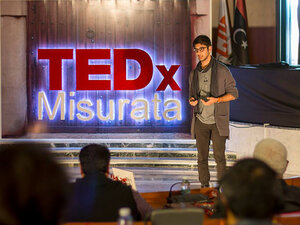 Asad Malik delivering his TEDx talk
