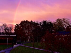 pink sky and rainbow, bennington college
