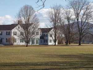 campus, bare trees, yellow grass, Canfield House