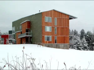 Modern house in the snow