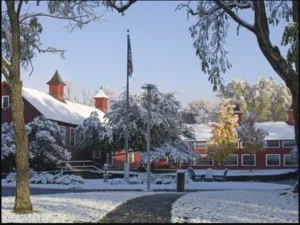 Bennington College Barn in the Snow