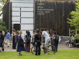 Students outside the northwest corner of Bennington College's Visual and Performing Arts Center