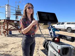 Science Journalist Kate Furby, PhD, at a shoot in California in 2023