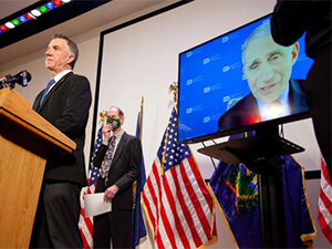 Image of Fauci and Phil Scott at press briefing