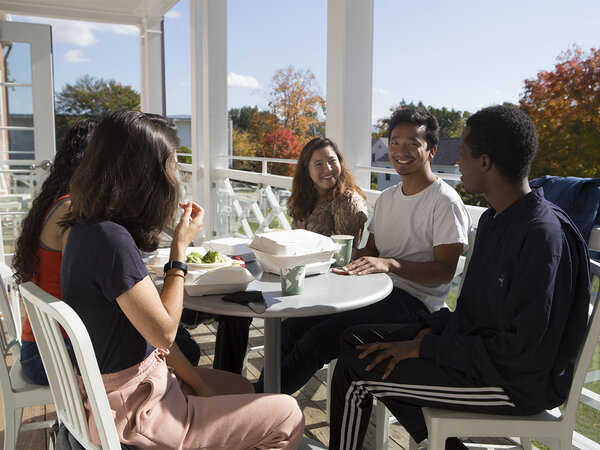 Students dining outside