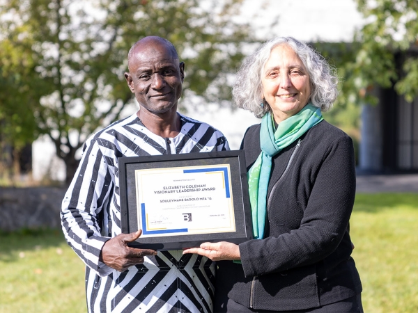 Visionary Leadership Award honoree Souleymane Badolo MFA ’13, left, with Susan Sgorbati, Director of the Center for the Advancement of Public Action