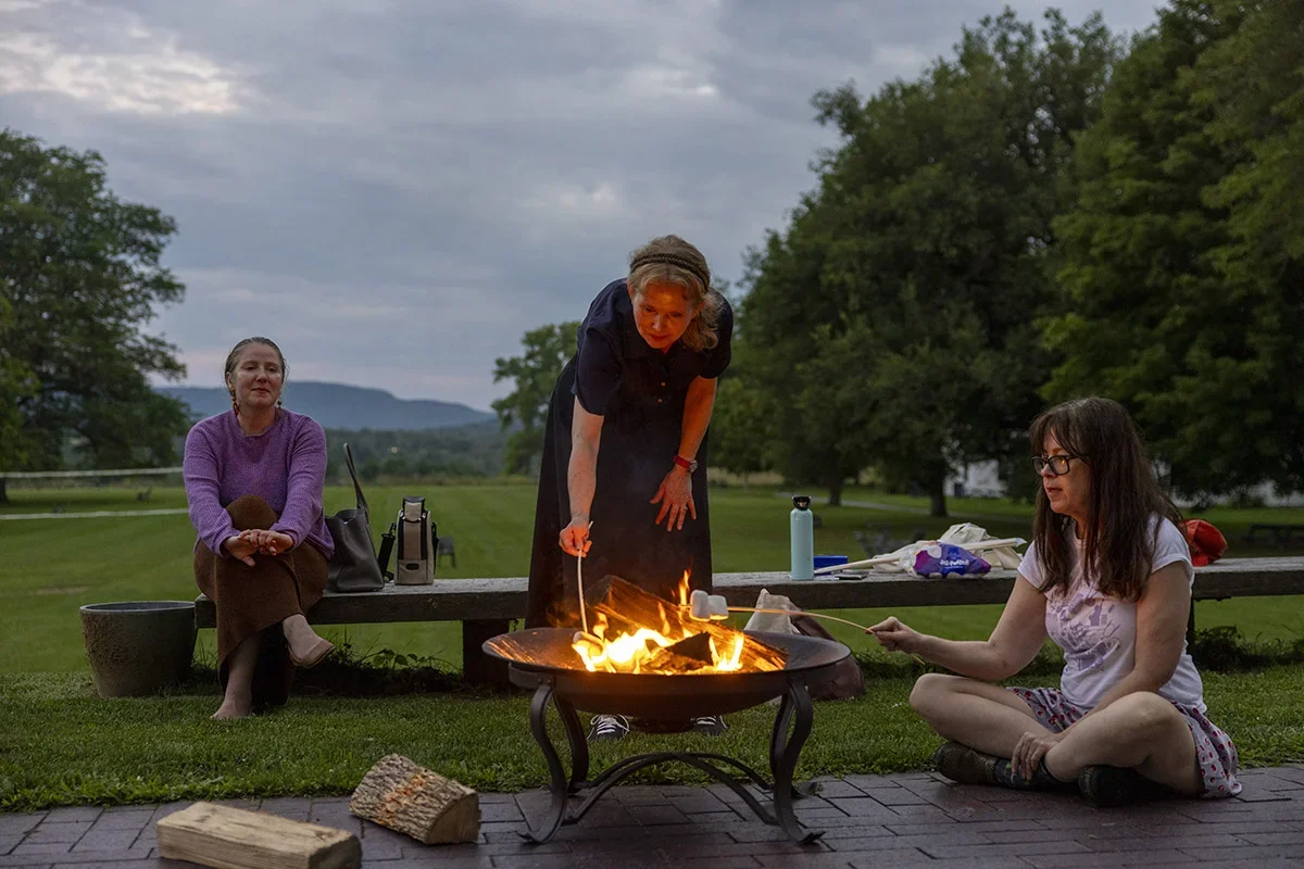 Woman roasting marshmallows