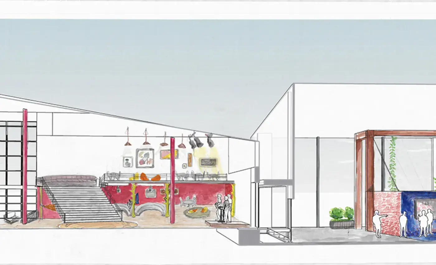 East-West section, looking South