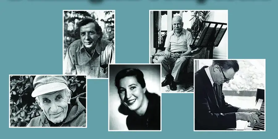 collage of photos of the composers listed in the description 