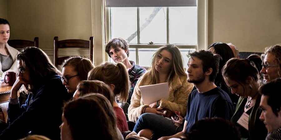 group of students at a literature reading 