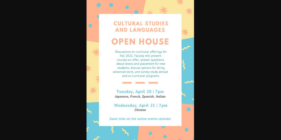 Cultural Studies and Languages Open House flyer