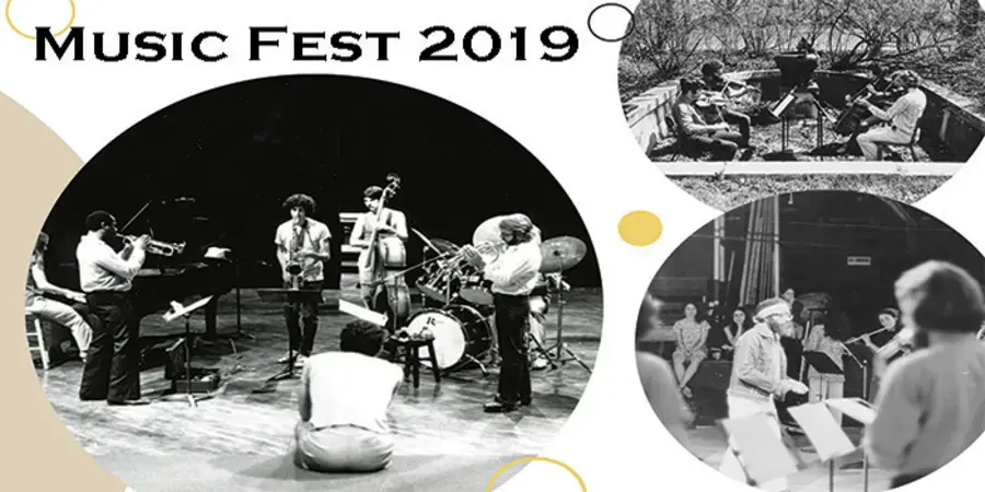 three Black and white photos of musicians on stage