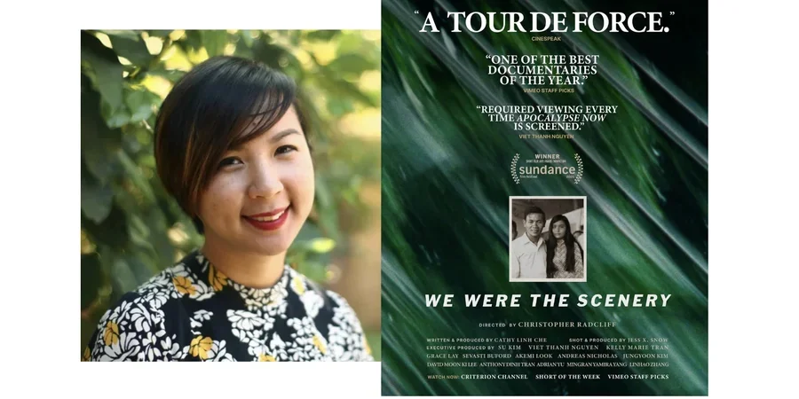 Image of Cathy Linh Che and documentary cover