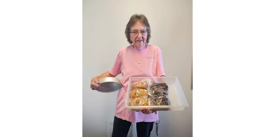 Joyce with her baked goods