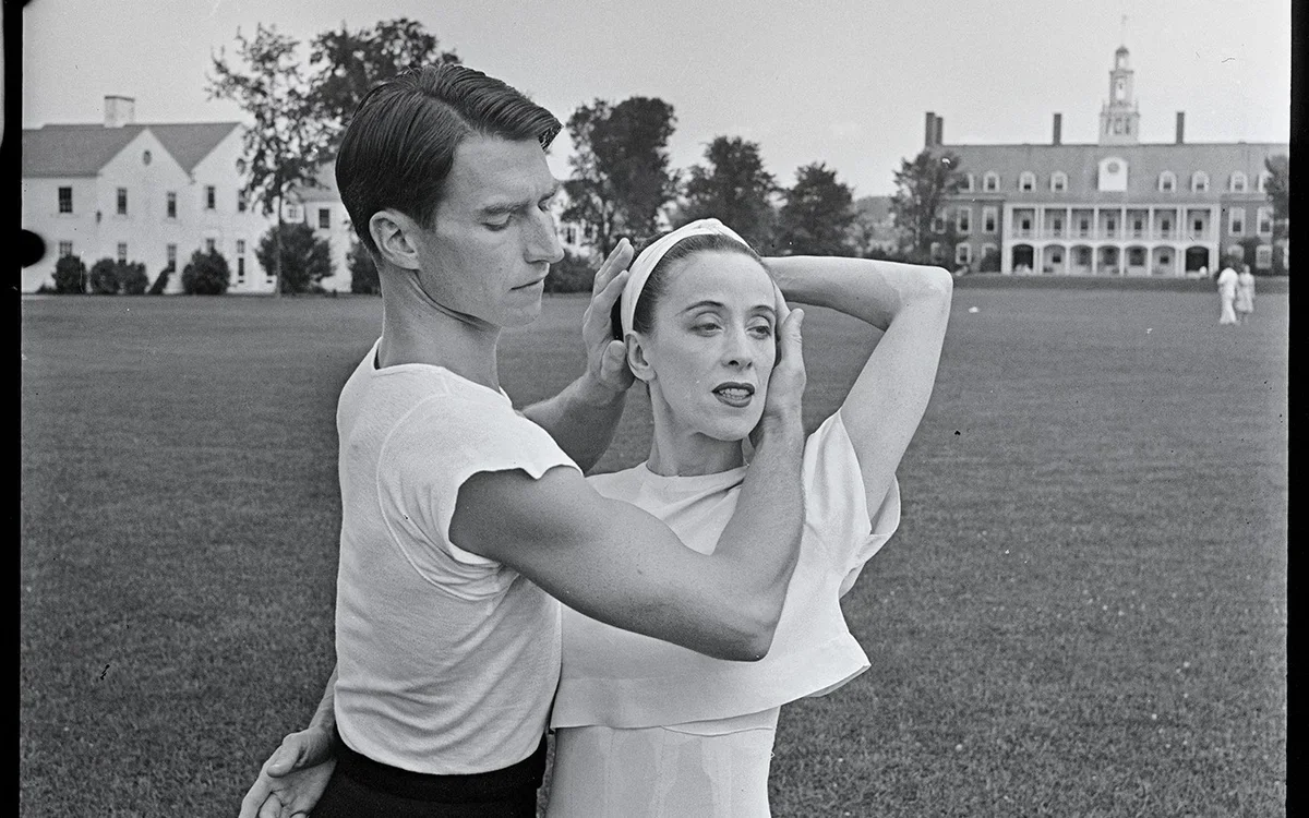 Martha Graham with Erick Hawkins at Bennington in 1941. Photo by Hans Knopf, Courtesy Jacob’s Pillow Archives.