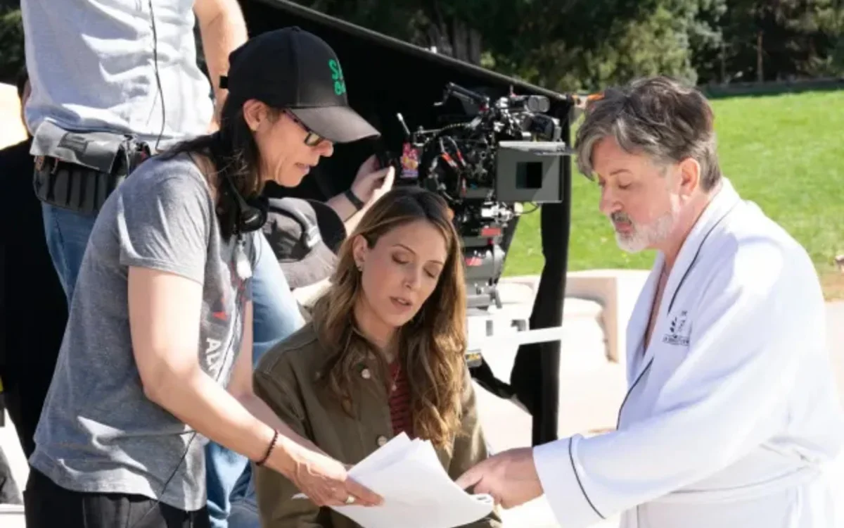Director and co-writer Sheryl Glubok, left, with Natalie Gold and Jeremy Swift on one of 21 Colorado locations for the Denver Film Festival featured film ‘Welcome to the Fishbowl.’ (By And Large Medialabs/Courtesy Devon Wycoff)