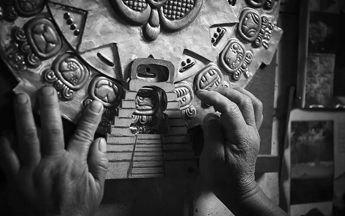 Image of Tata’ Xuan, shaman with the sacred Maya calendar of fiestas and rituals used in Maya ceremonies