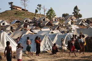 a UNICEF refugee camp full of people
