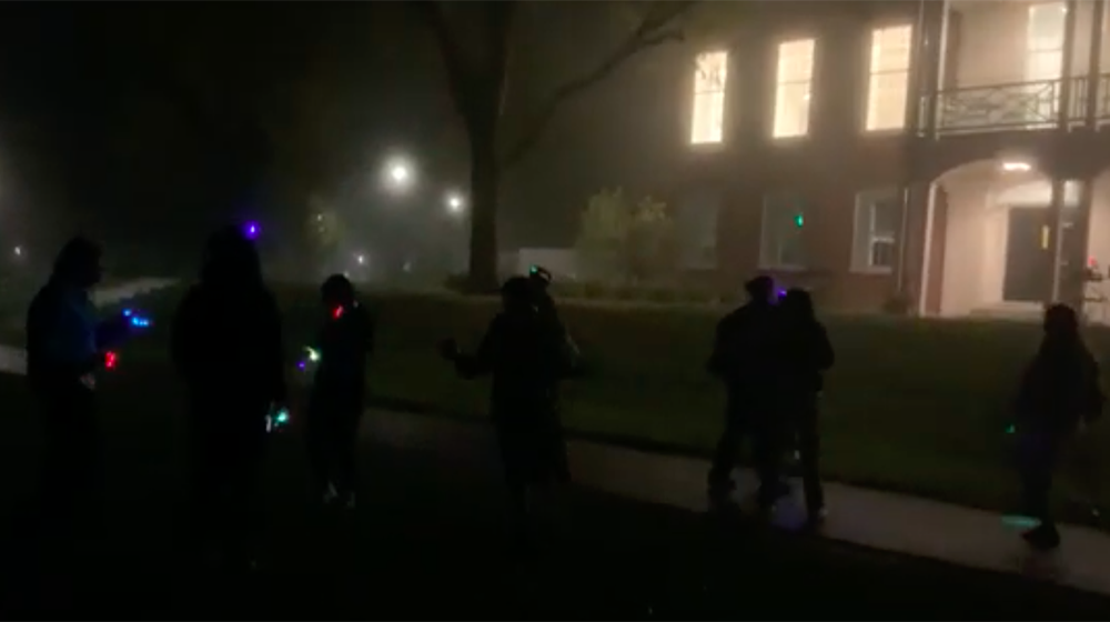 Image of silent disco in front of Commons